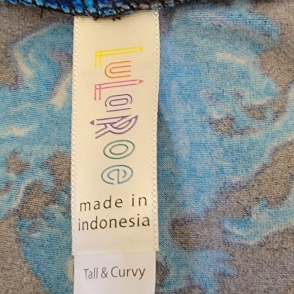 LuLaRoe Tall & Curvy TC Legging Blue Black Orange Mystical Mythical Dragon Lion - Picture 11 of 13